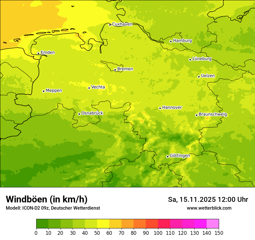 Modellkarten Windgeschwindigkeit