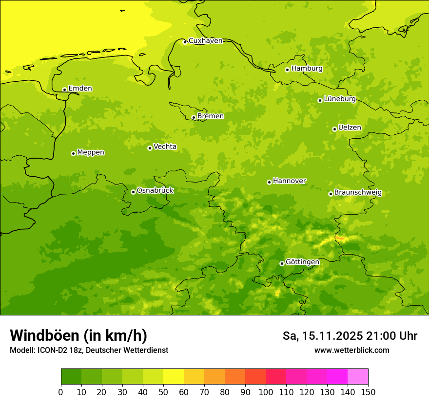 Modellkarten Windgeschwindigkeit