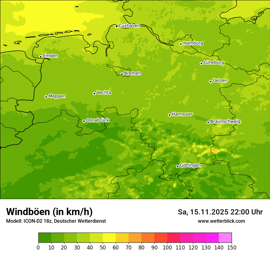 Modellkarten Windgeschwindigkeit