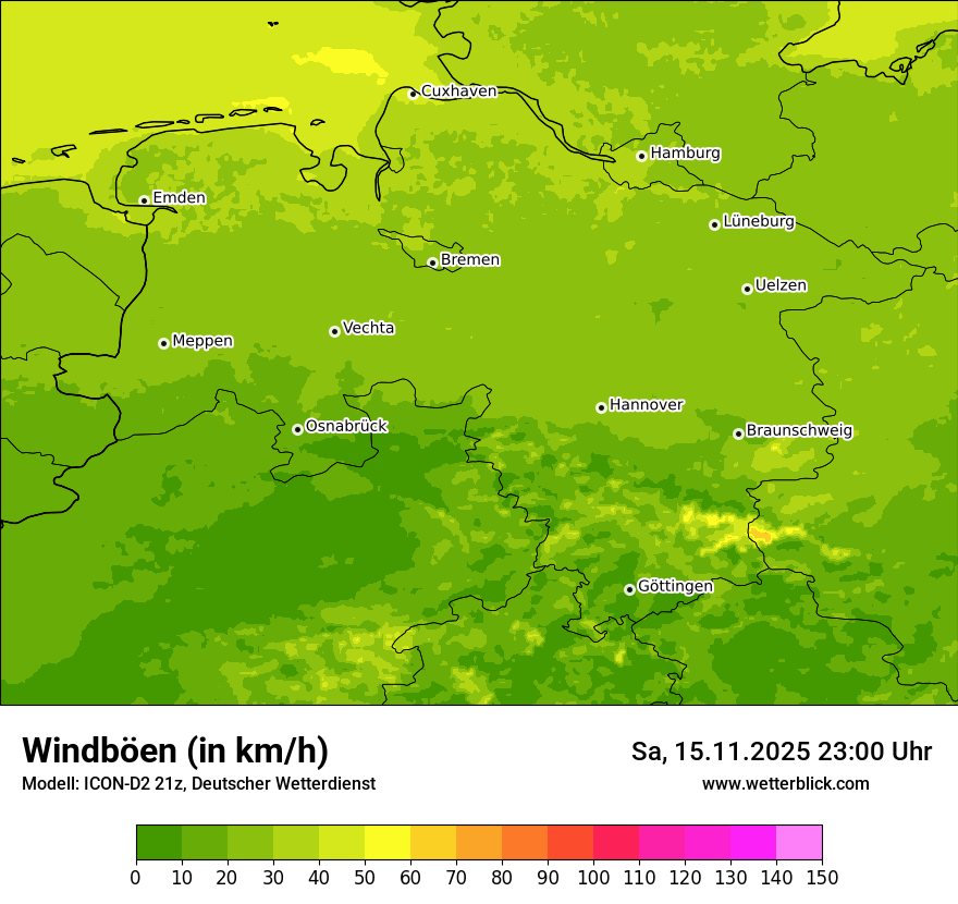 Modellkarten Windgeschwindigkeit