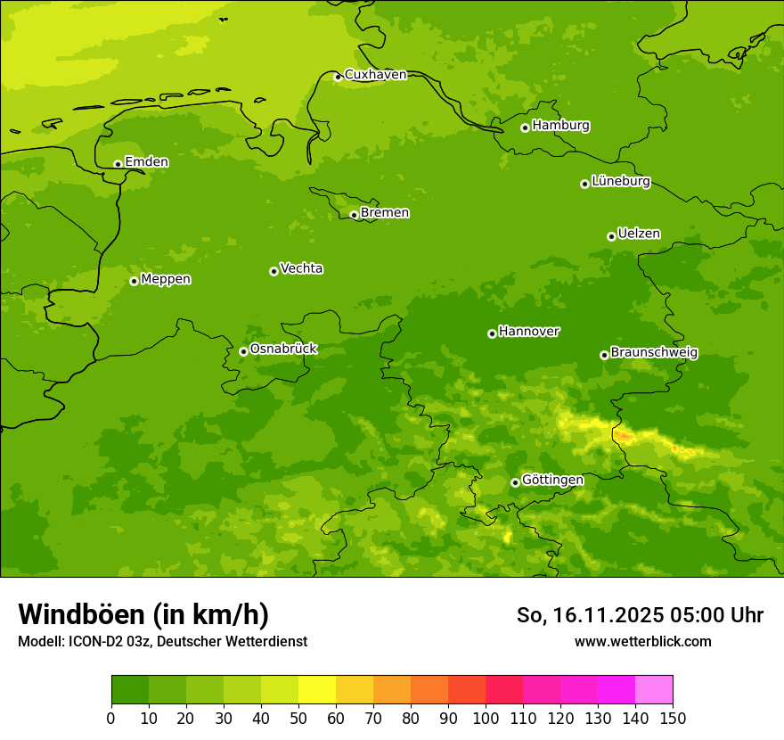 Modellkarten Windgeschwindigkeit