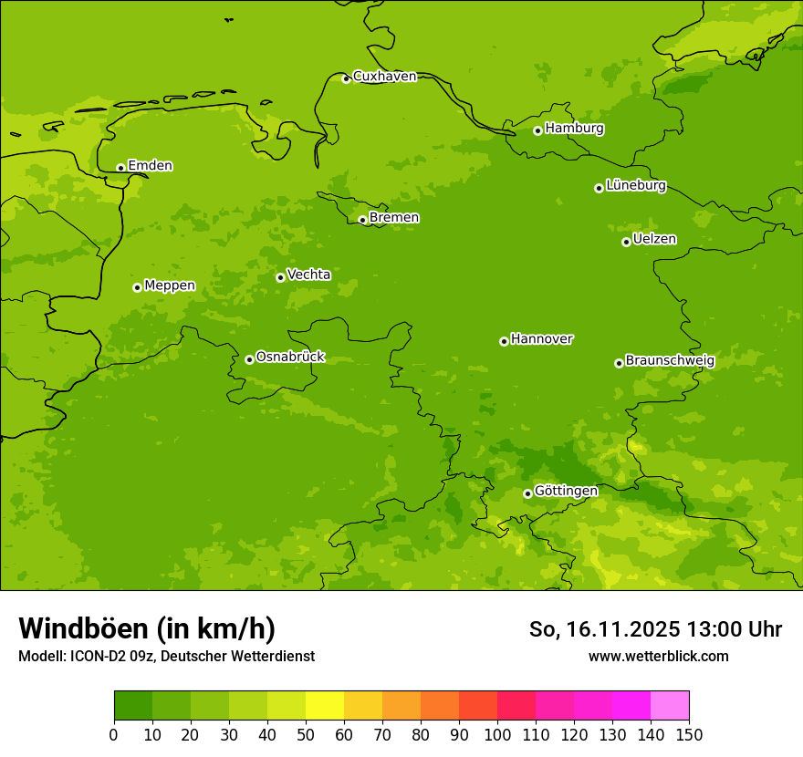 Modellkarten Windgeschwindigkeit