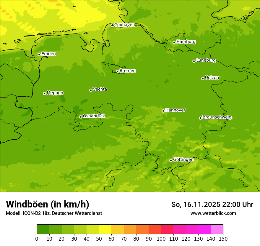 Modellkarten Windgeschwindigkeit