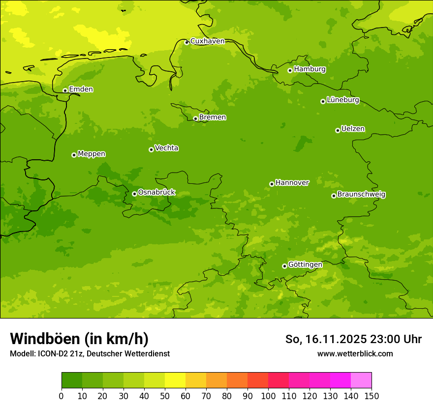 Modellkarten Windgeschwindigkeit