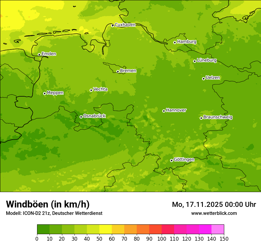 Modellkarten Windgeschwindigkeit