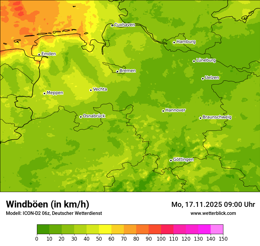 Modellkarten Windgeschwindigkeit