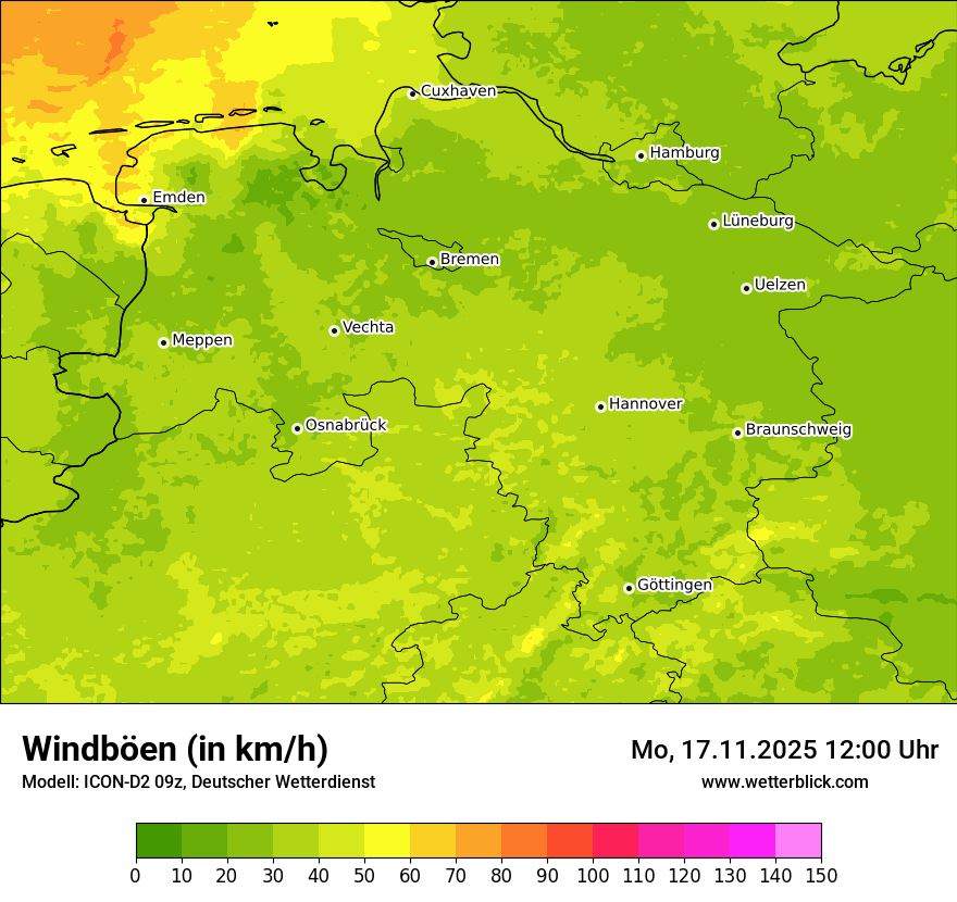 Modellkarten Windgeschwindigkeit