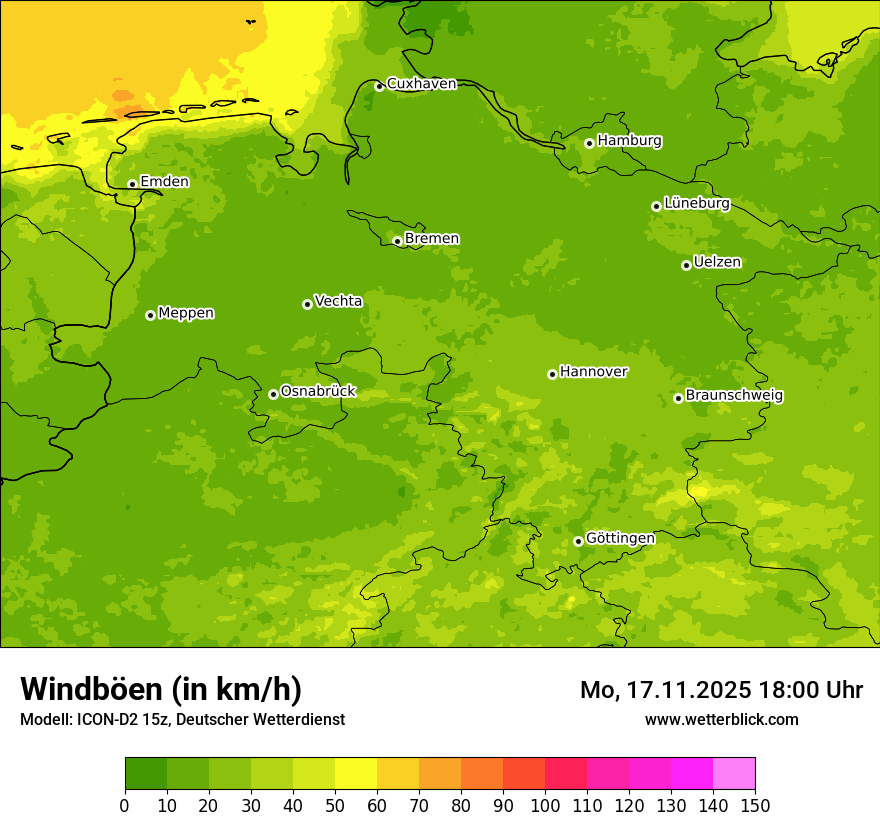 Modellkarten Windgeschwindigkeit