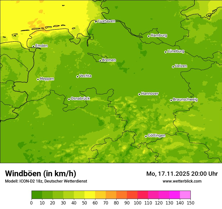 Modellkarten Windgeschwindigkeit