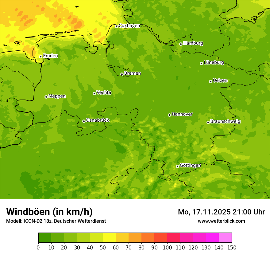 Modellkarten Windgeschwindigkeit