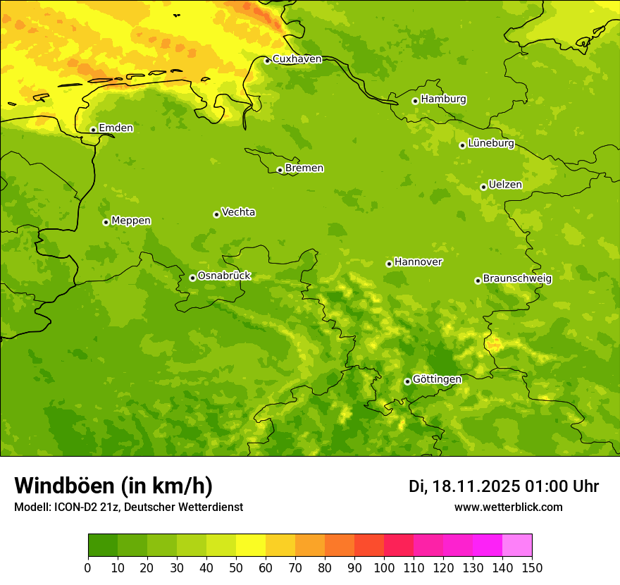 Modellkarten Windgeschwindigkeit