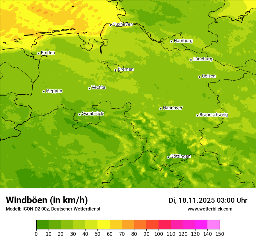 Modellkarten Windgeschwindigkeit