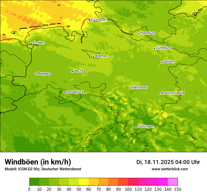 Modellkarten Windgeschwindigkeit