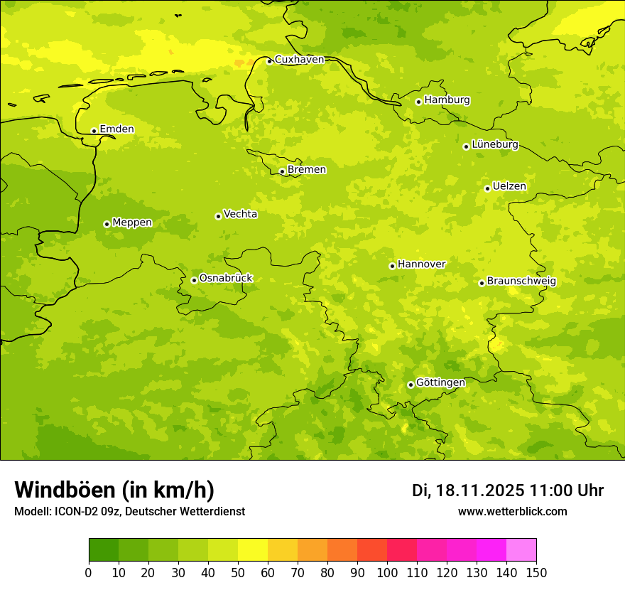 Modellkarten Windgeschwindigkeit