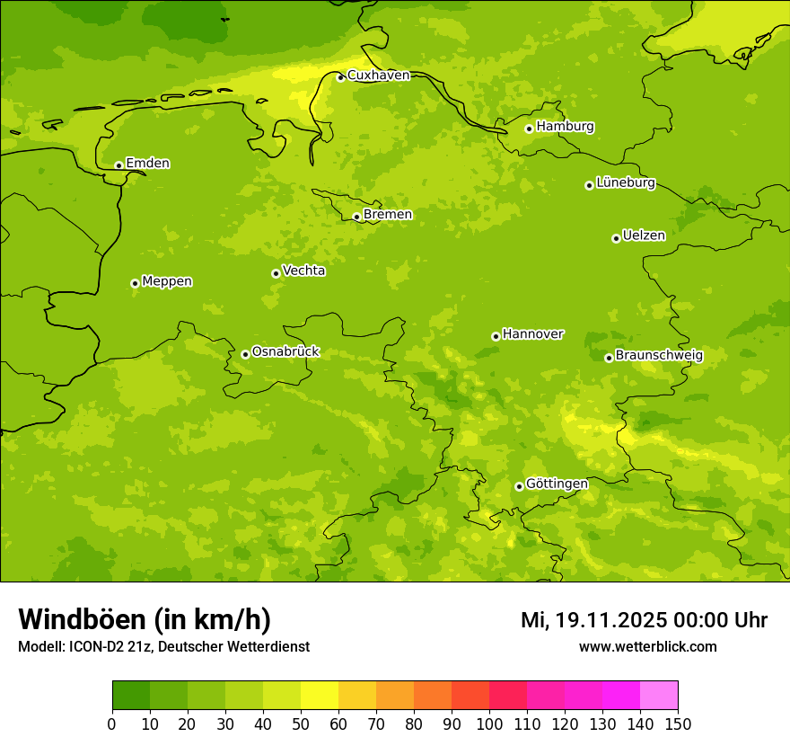 Modellkarten Windgeschwindigkeit