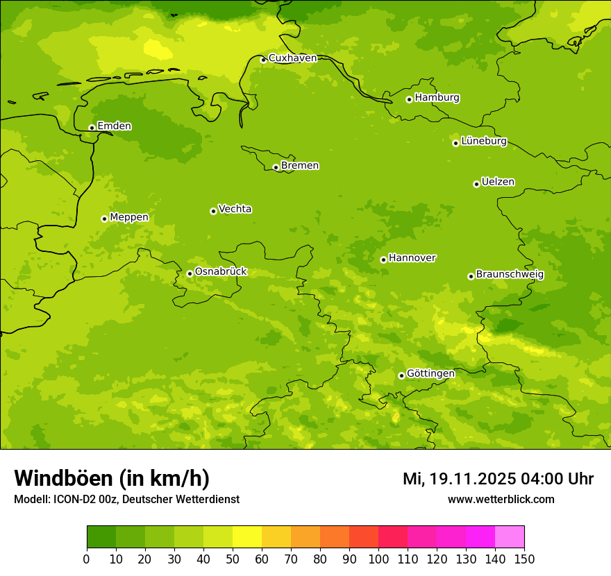 Modellkarten Windgeschwindigkeit