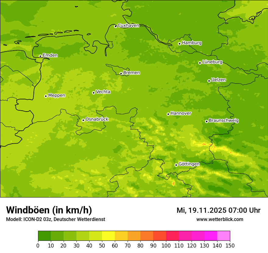 Modellkarten Windgeschwindigkeit