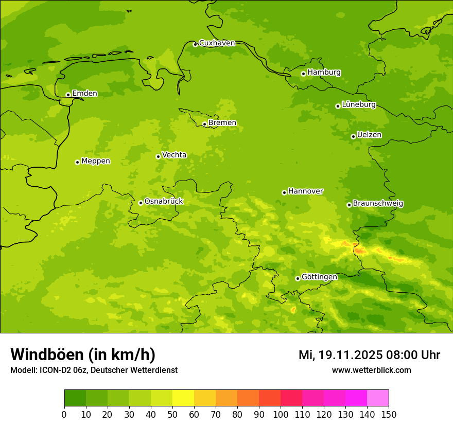Modellkarten Windgeschwindigkeit