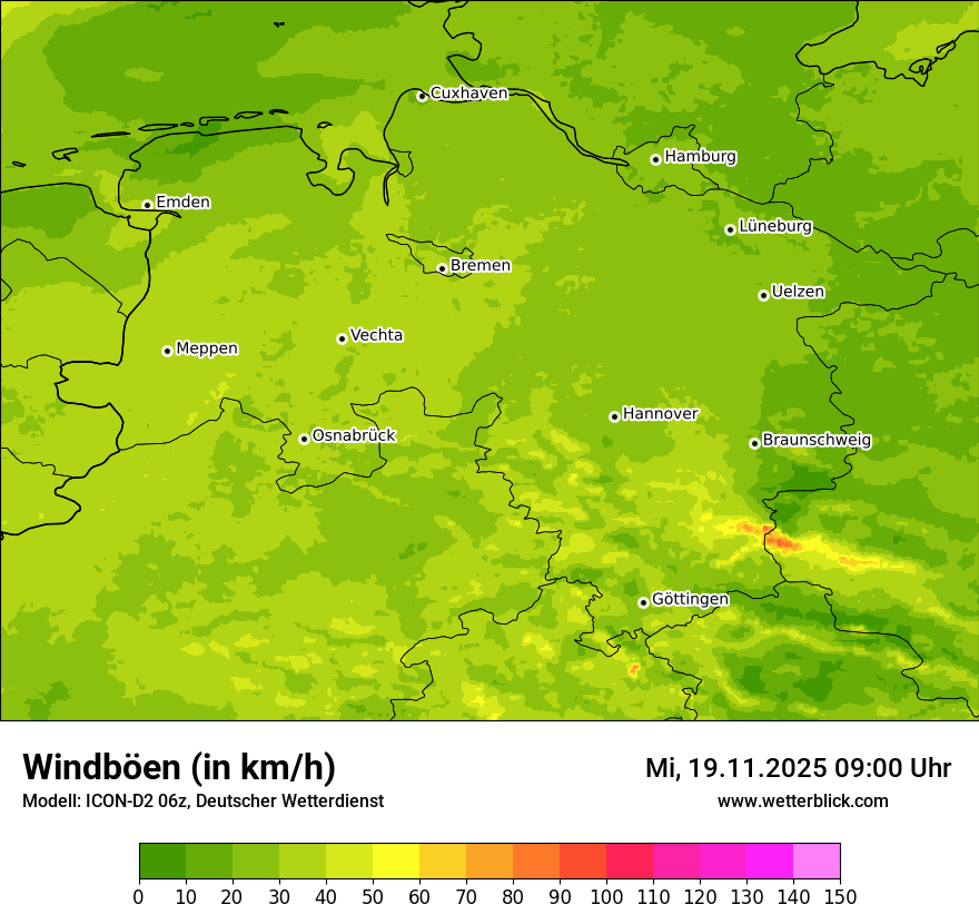Modellkarten Windgeschwindigkeit