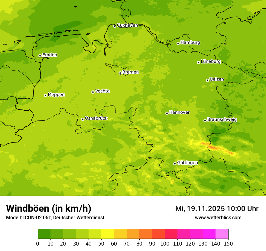 Modellkarten Windgeschwindigkeit