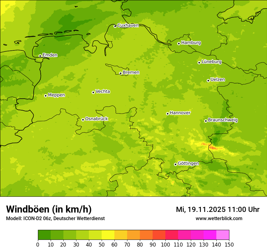 Modellkarten Windgeschwindigkeit