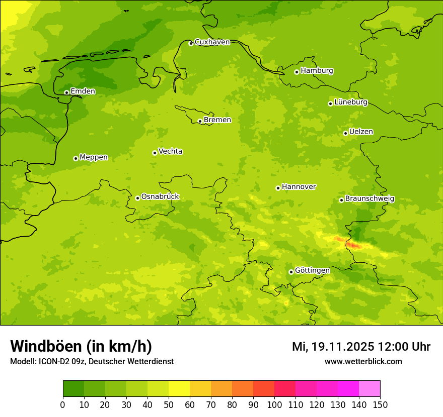 Modellkarten Windgeschwindigkeit