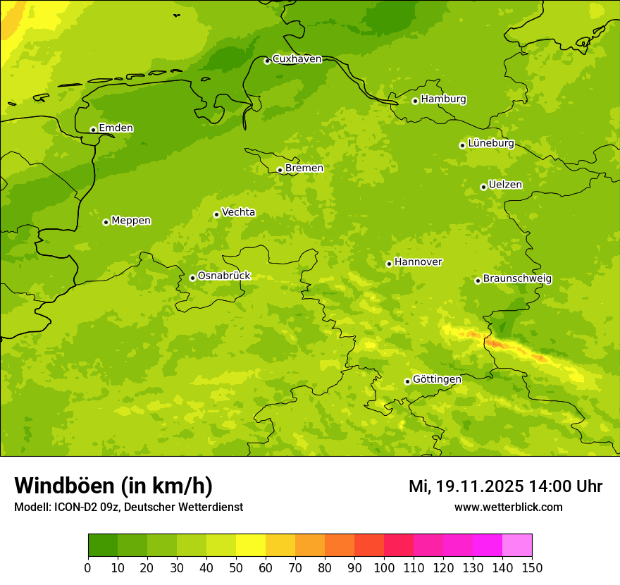 Modellkarten Windgeschwindigkeit