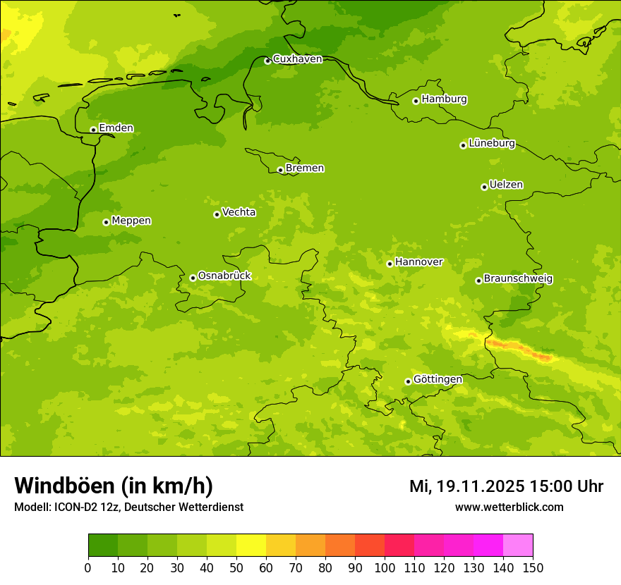 Modellkarten Windgeschwindigkeit