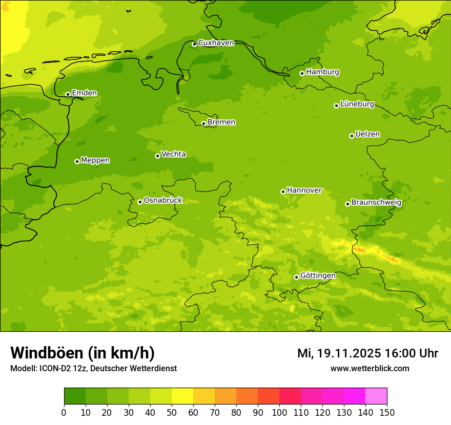 Modellkarten Windgeschwindigkeit