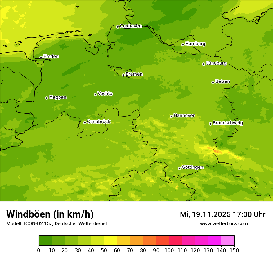 Modellkarten Windgeschwindigkeit