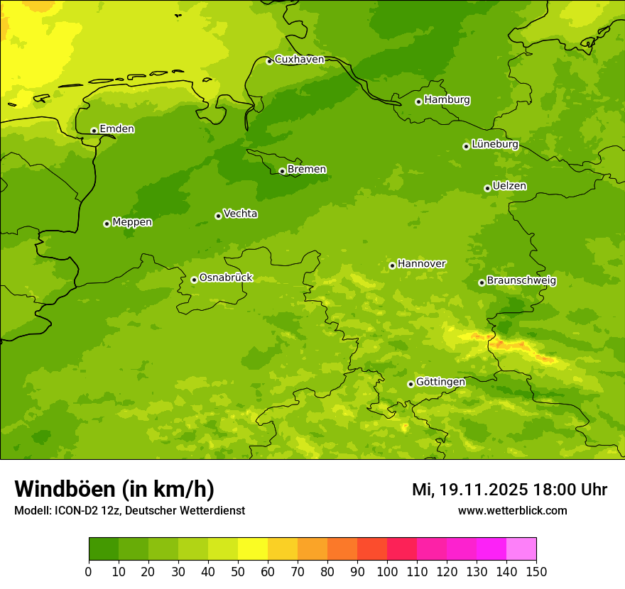 Modellkarten Windgeschwindigkeit