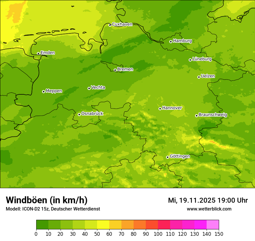 Modellkarten Windgeschwindigkeit