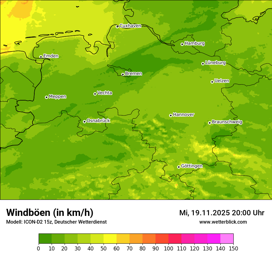 Modellkarten Windgeschwindigkeit