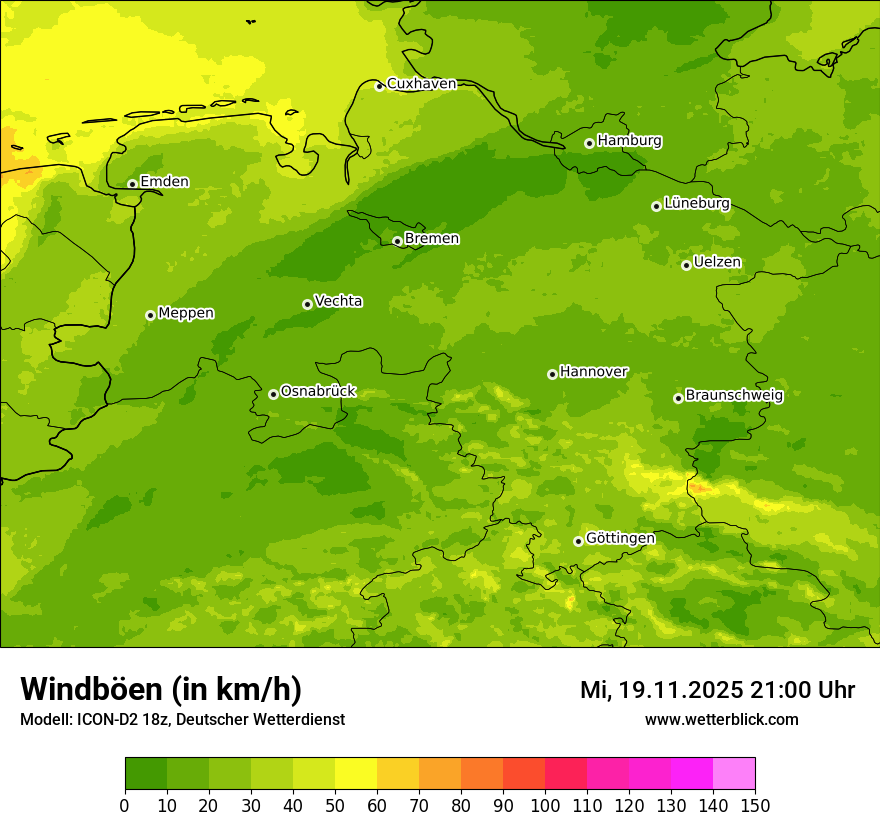 Modellkarten Windgeschwindigkeit