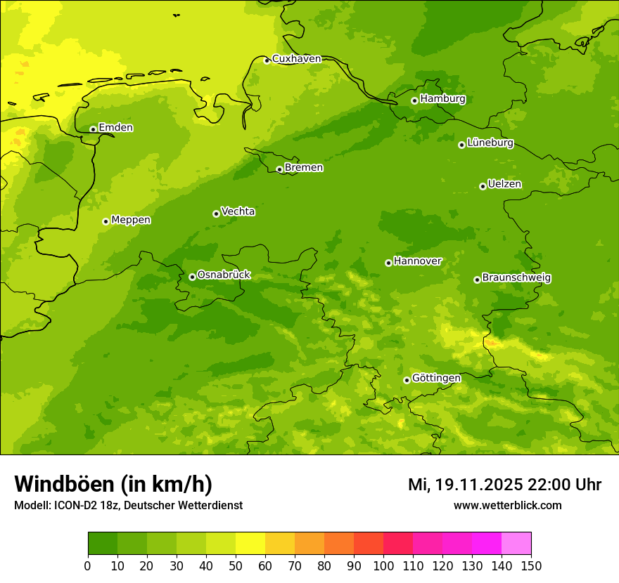Modellkarten Windgeschwindigkeit