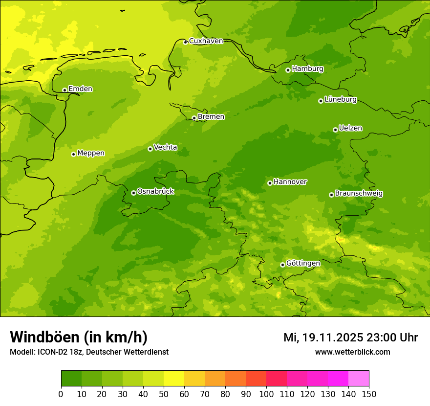 Modellkarten Windgeschwindigkeit