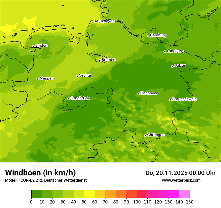 Modellkarten Windgeschwindigkeit