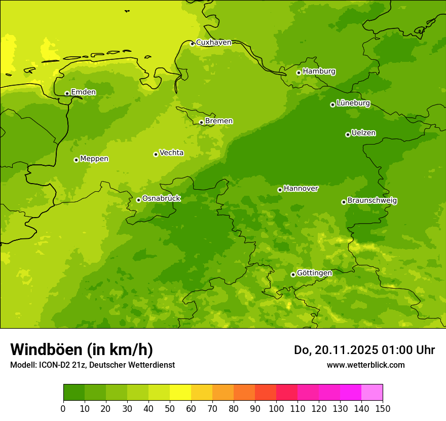 Modellkarten Windgeschwindigkeit