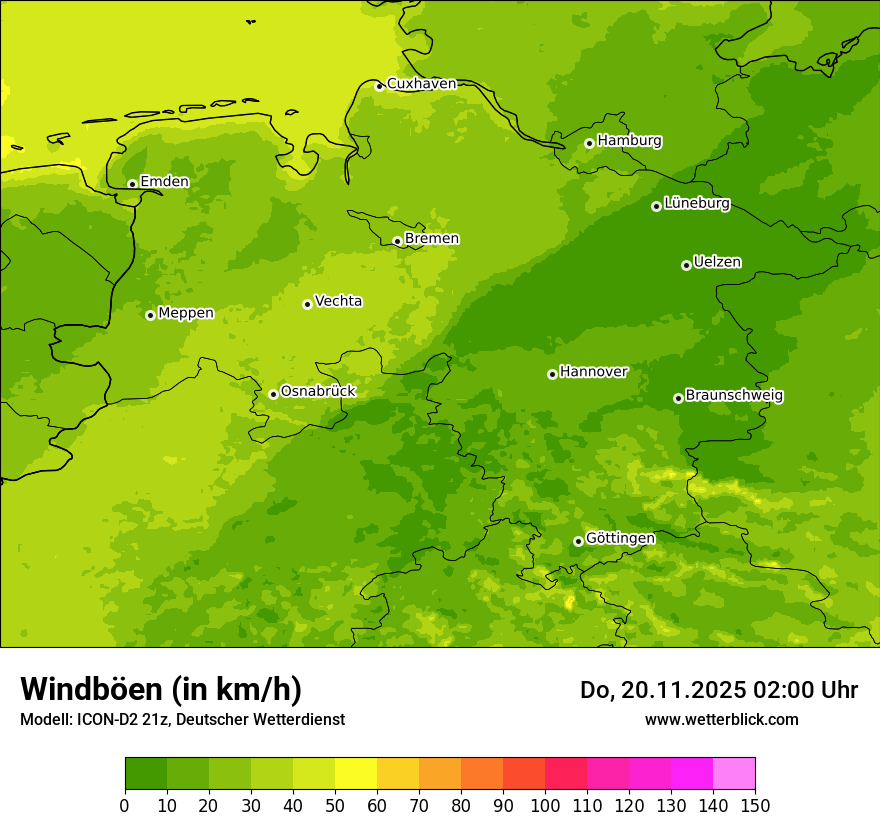Modellkarten Windgeschwindigkeit