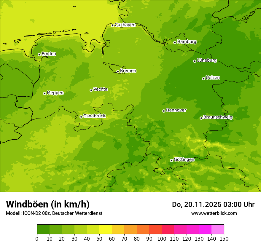 Modellkarten Windgeschwindigkeit