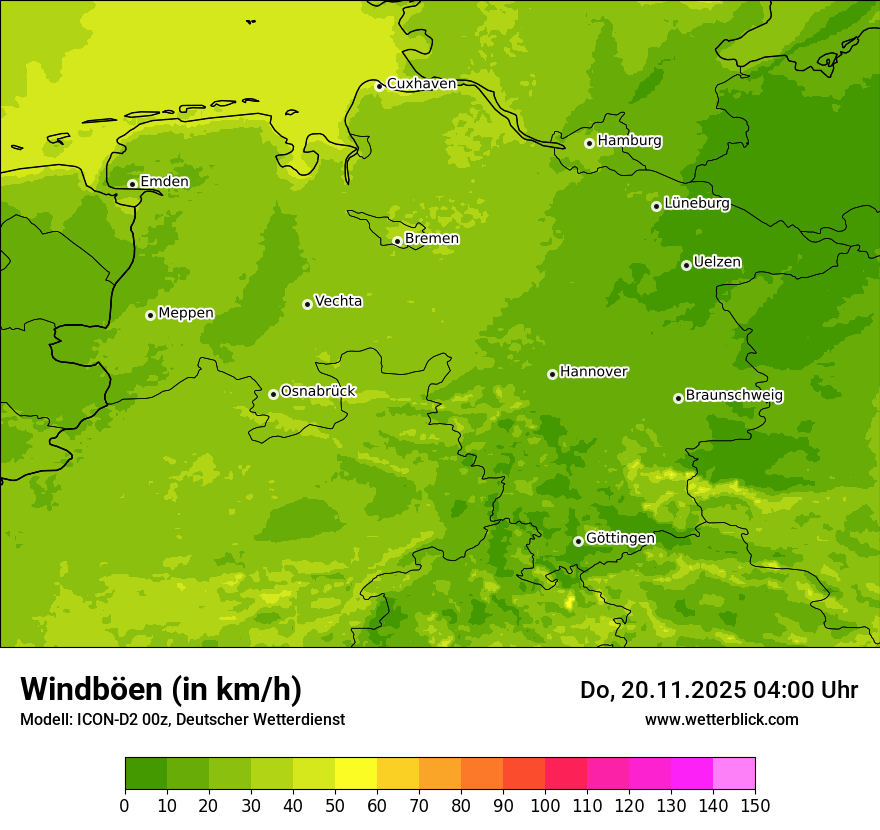 Modellkarten Windgeschwindigkeit