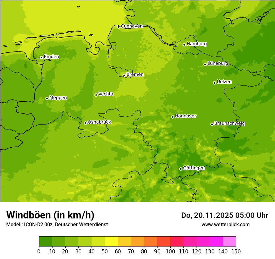 Modellkarten Windgeschwindigkeit