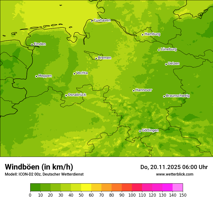 Modellkarten Windgeschwindigkeit