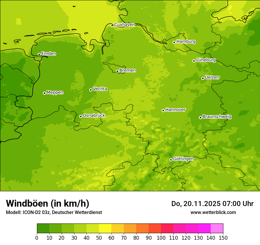 Modellkarten Windgeschwindigkeit