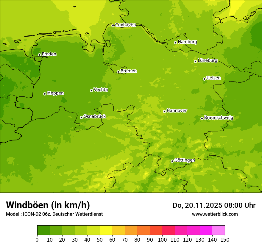 Modellkarten Windgeschwindigkeit