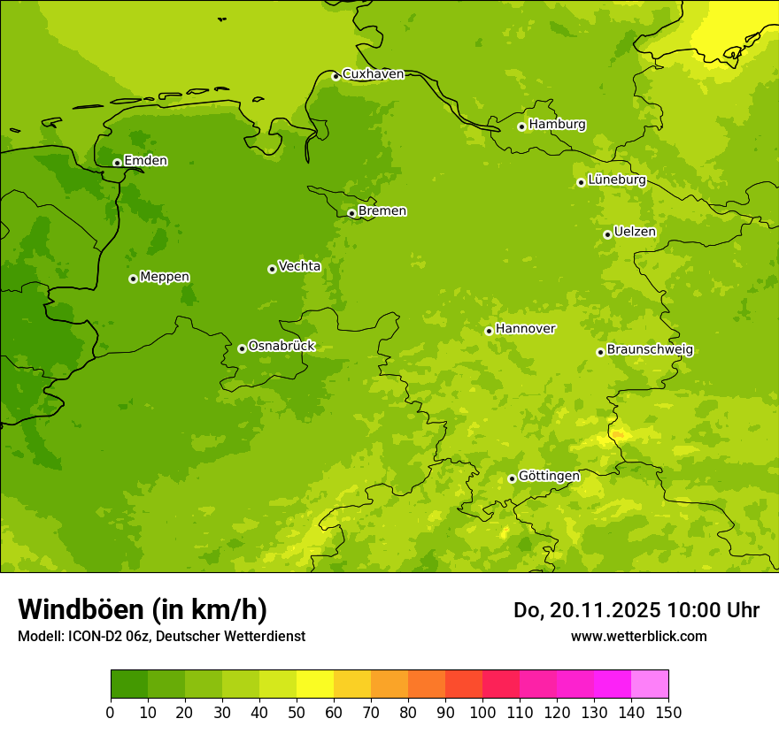 Modellkarten Windgeschwindigkeit