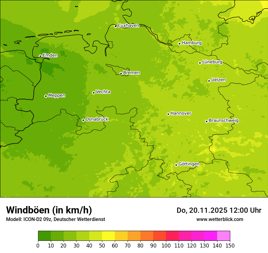 Modellkarten Windgeschwindigkeit