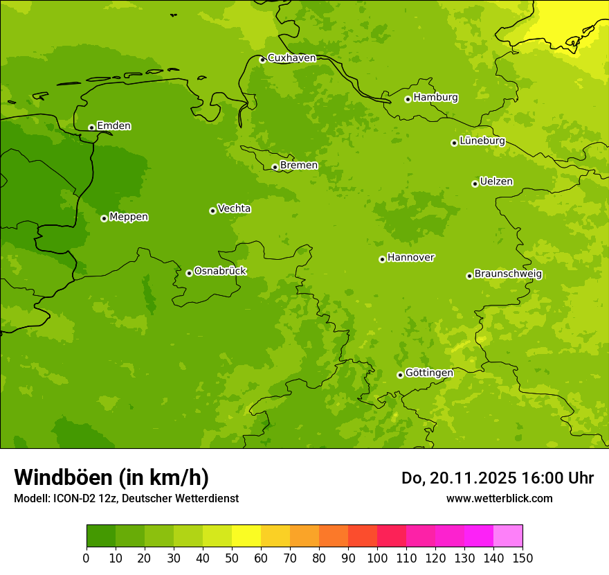 Modellkarten Windgeschwindigkeit
