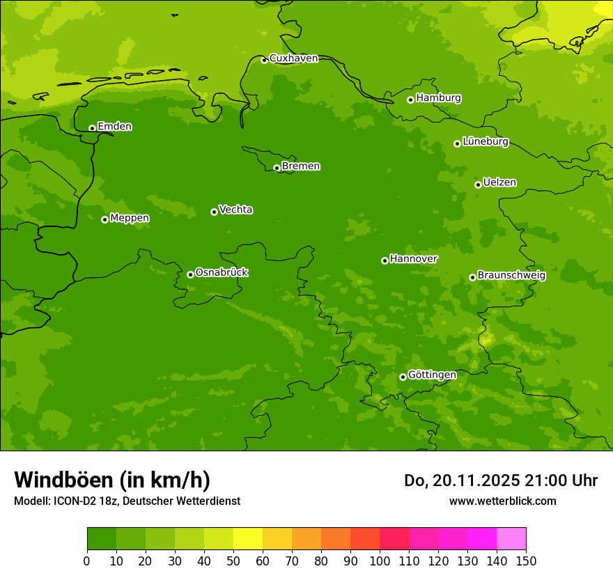 Modellkarten Windgeschwindigkeit