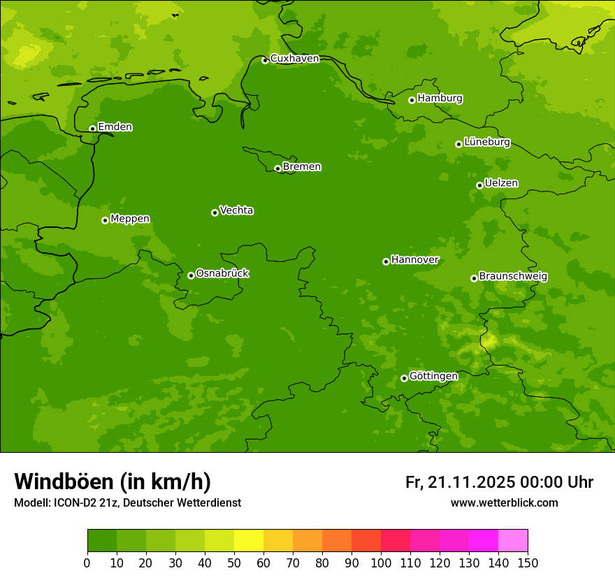 Modellkarten Windgeschwindigkeit
